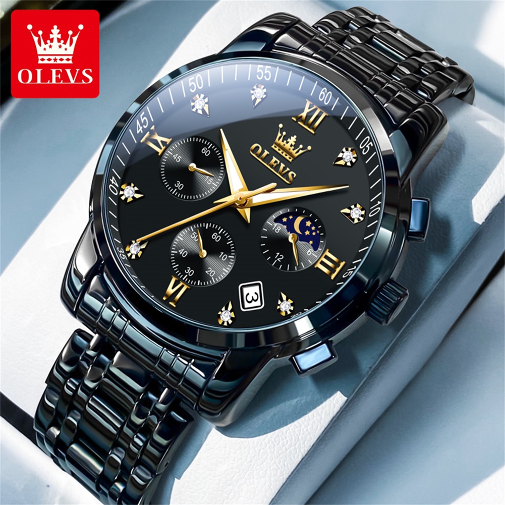 Luxury Watch Black - OLEVS Popular men's watches stainless steel