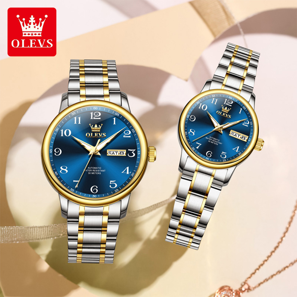 Luxury Watch Arabic - OLEVS Original Couple Watch 2 pcs