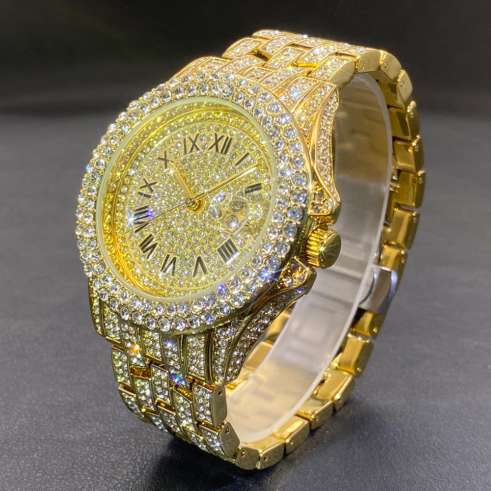 Luxury Watch Black - Big Gold Silver Black Wristwatch for