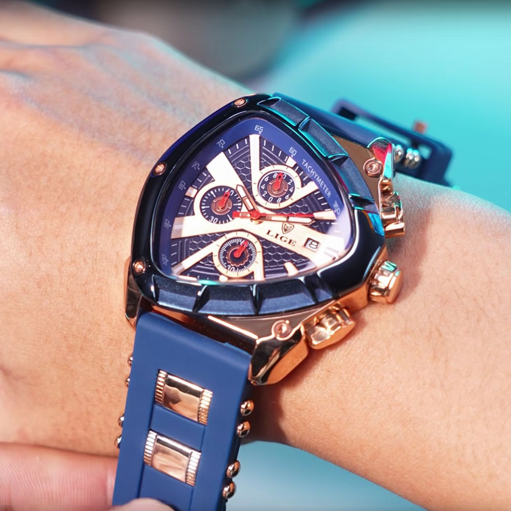 LIGE Fashion Men Watch Triangl - Watch Triangle Luxury review and price