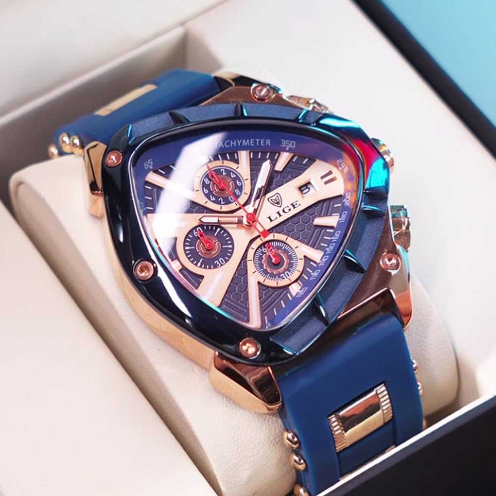 LIGE Fashion Men Watch Triangl - Watch Triangle Luxury review and price