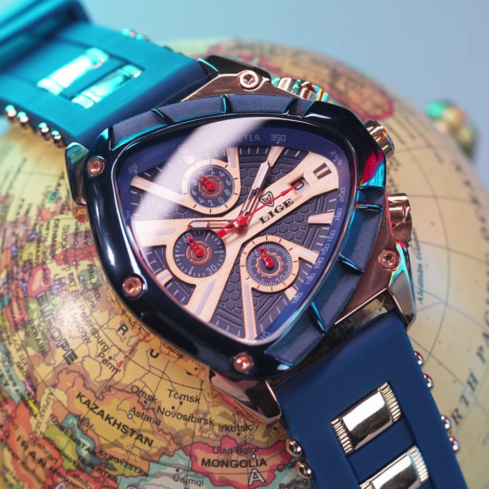 LIGE Fashion Men Watch Triangl - Watch Triangle Luxury review and price