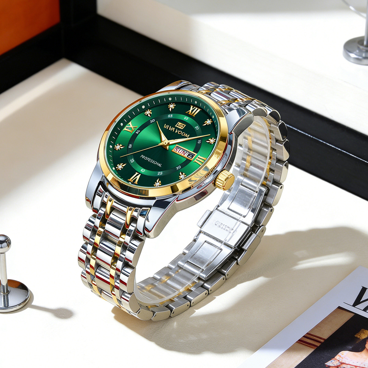 Luxury Rhinestone Gold Ring St - Luxury Watch With Green Dial review and price
