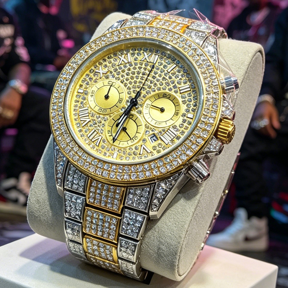 NO Logo Silver Gold Full Diamo - Luxury Watch Brands Logo review and price