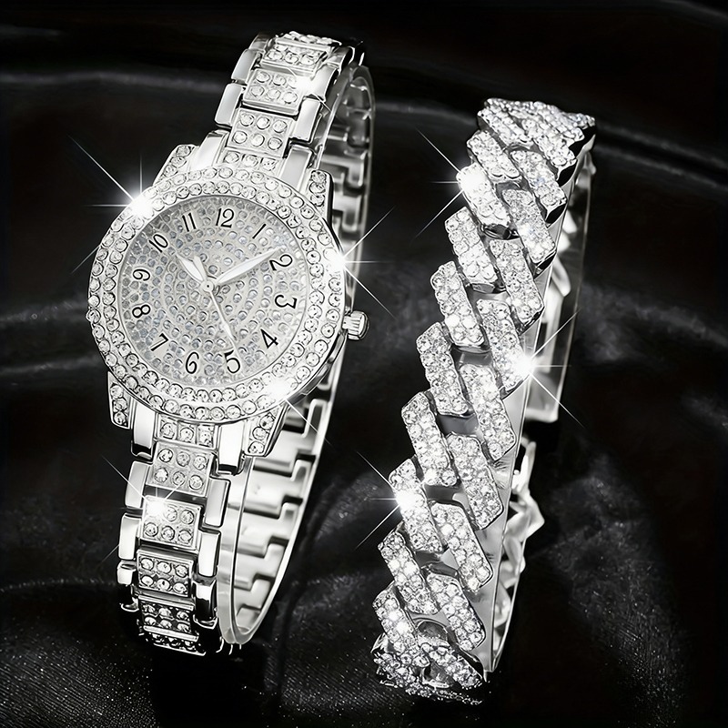 2PCS Luxury Diamond Women's Wa - Luxury Watch Arabic review and price