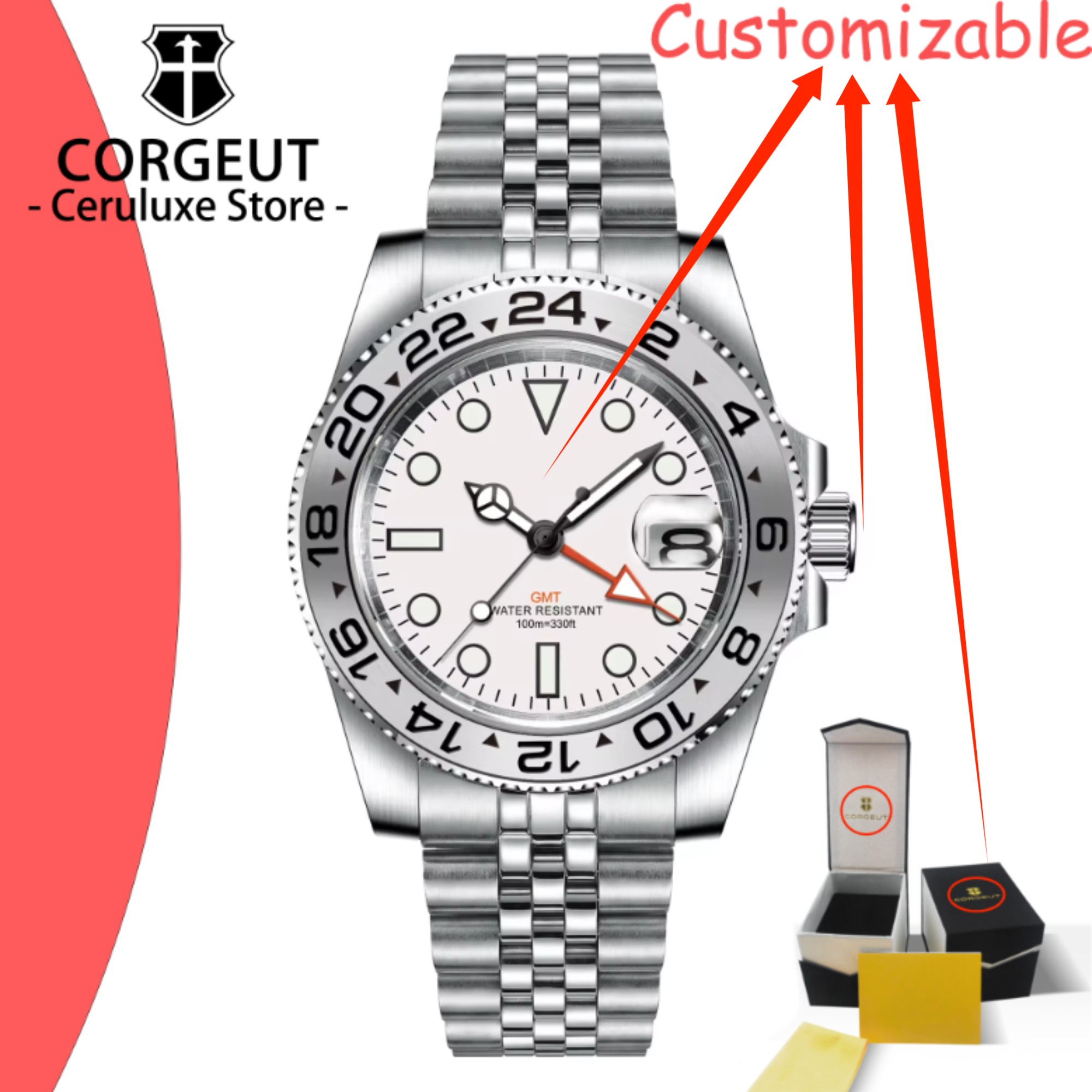 CUSTOM Logo 40mm 515 GMT Quart - Luxury Watch Brands Logo review and price