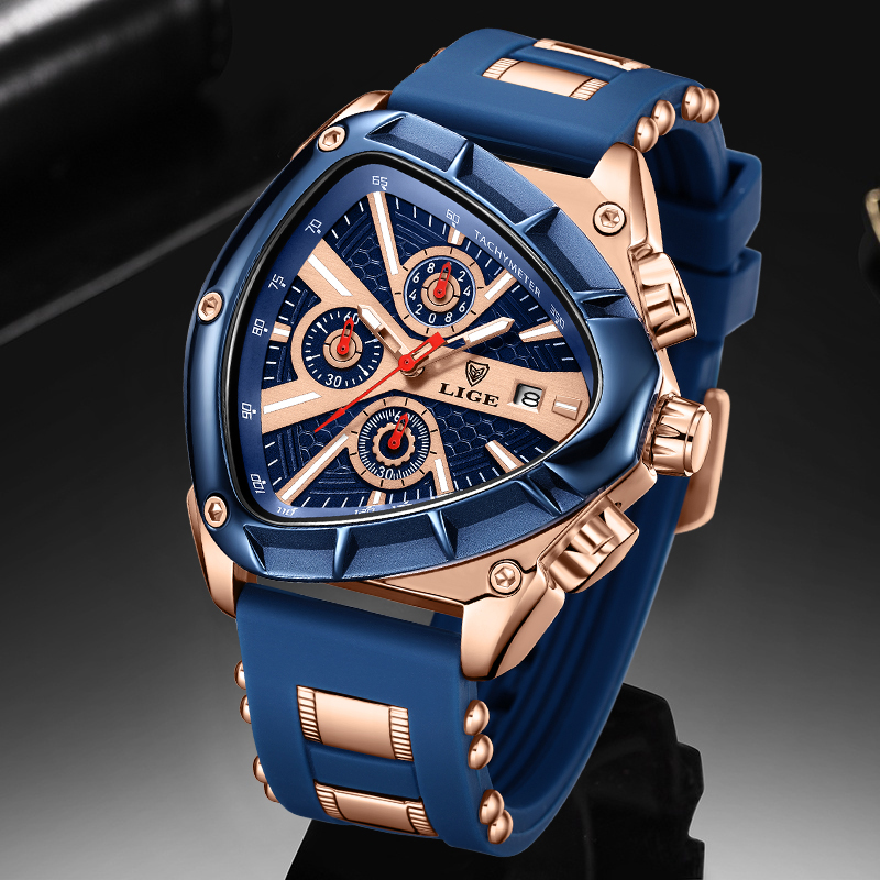 LIGE Fashion Men Watch Triangl - Watch Triangle Luxury review and price