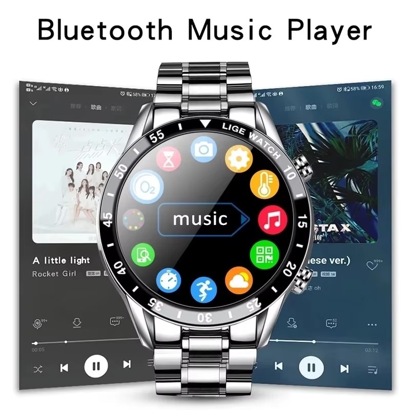 LIGE New Bluetooth Call Smart  - Luxury Watch Arabic review and price