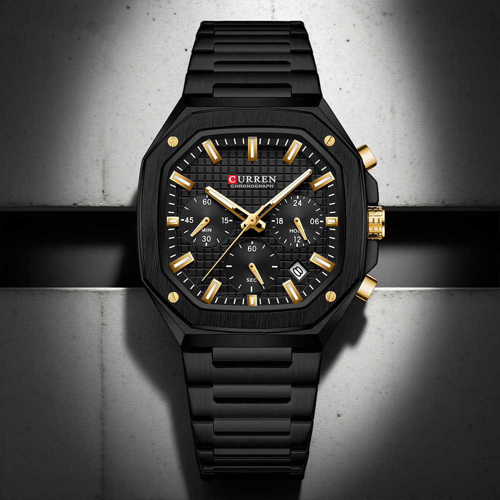 CURREN Luxury Square Chrono Wa - Luxury Watch Black review and price