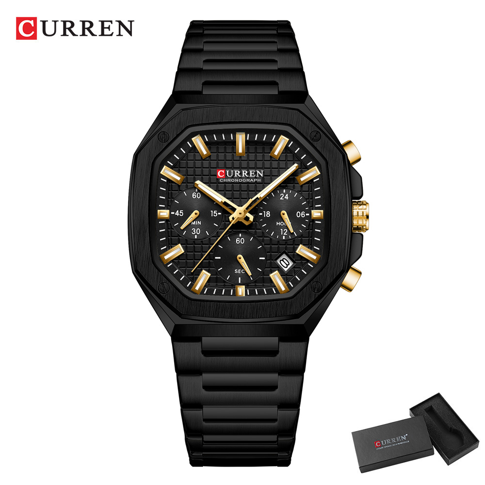 CURREN Luxury Square Chrono Wa - Luxury Watch Black review and price