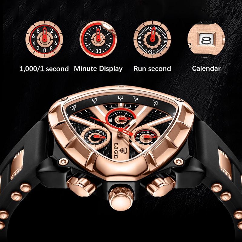 LIGE Fashion Men Watch Triangl - Watch Triangle Luxury review and price
