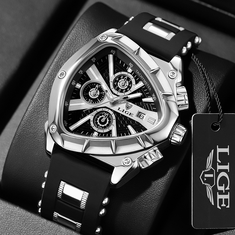 LIGE Fashion Men Watch Triangl - Watch Triangle Luxury review and price